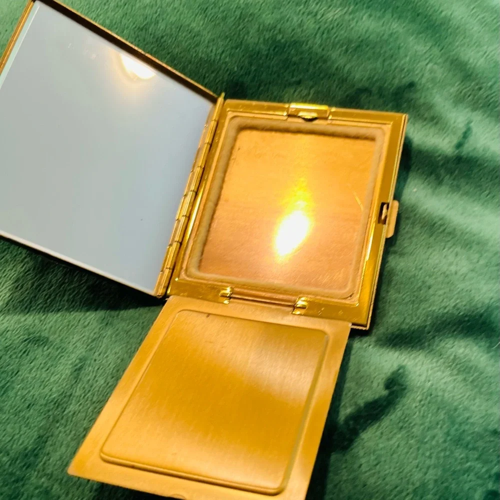 Vintage Saks Fifth Ave Compact Mid Century Aurora Borealis Crystals & Pearls